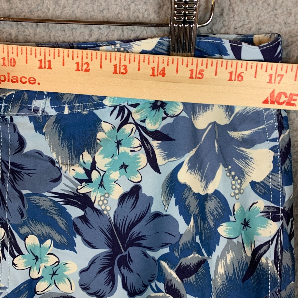J Crew Flex Swimwear Trunks Mens 33 Blue Hawaiian Floral Lined - Picture 3 of 12